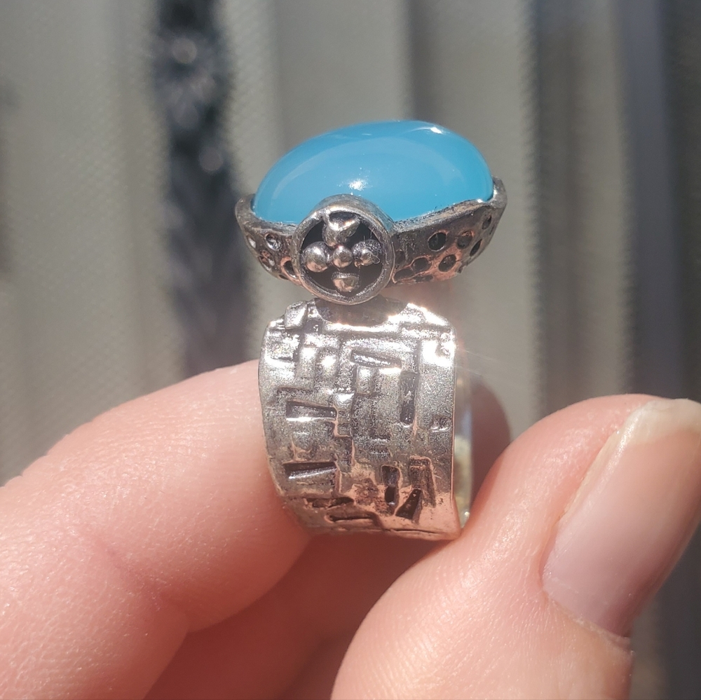New Chalcedony Adjustable 925 Silver Ring.